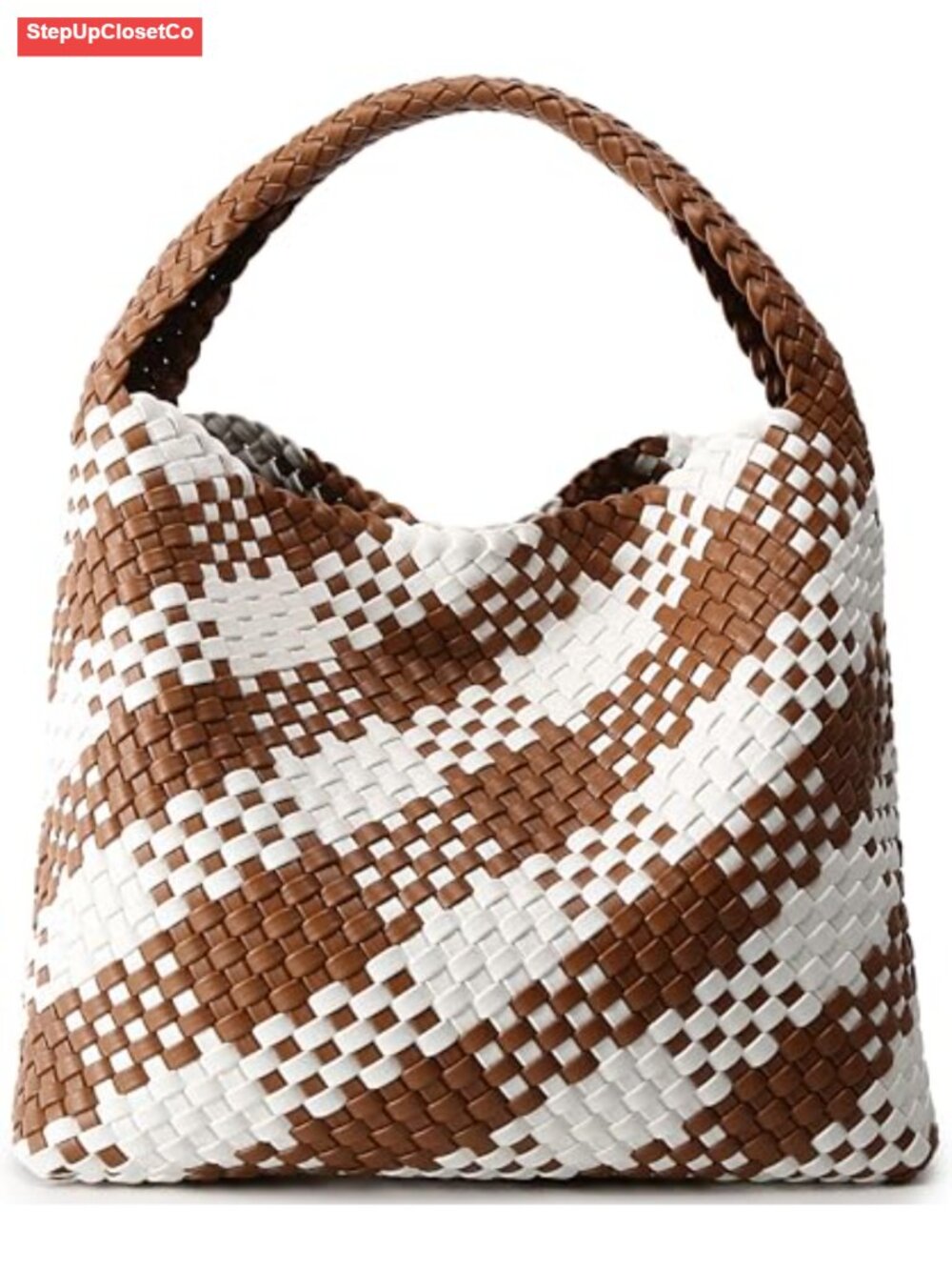 Woven Tote Bag for Women, Vegan Leather Hobo Shoulder Bag, Large Capacity